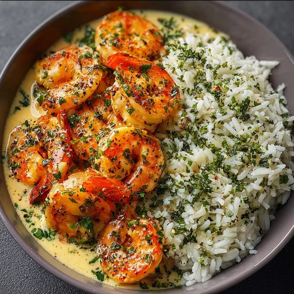 Creamy Herb Rice with Garlic Butter Shrimp Bowl Recipe - Recipe Image