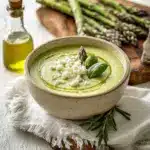 Creamy Asparagus Soup with Green Herb Oil & Feta Recipe