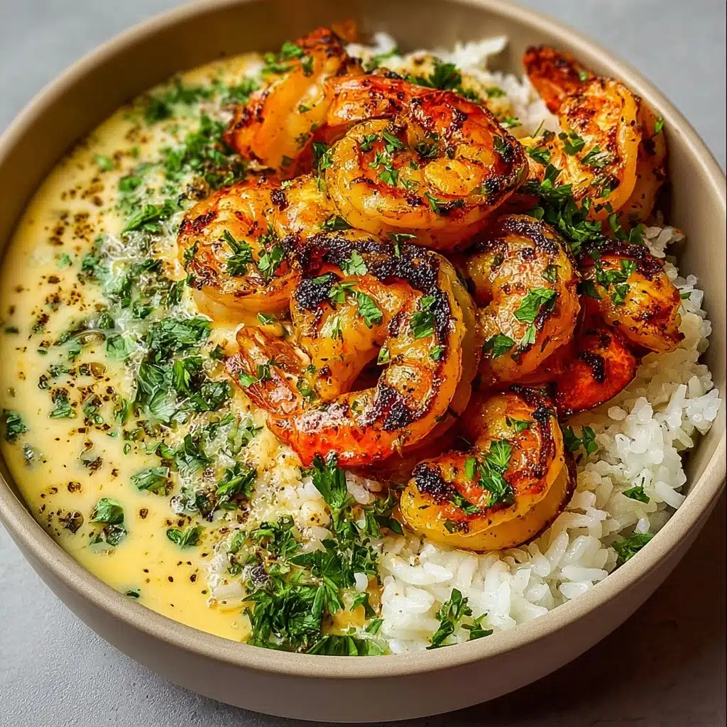 Creamy Herb Rice with Garlic Butter Shrimp Bowl Recipe - Recipe Image