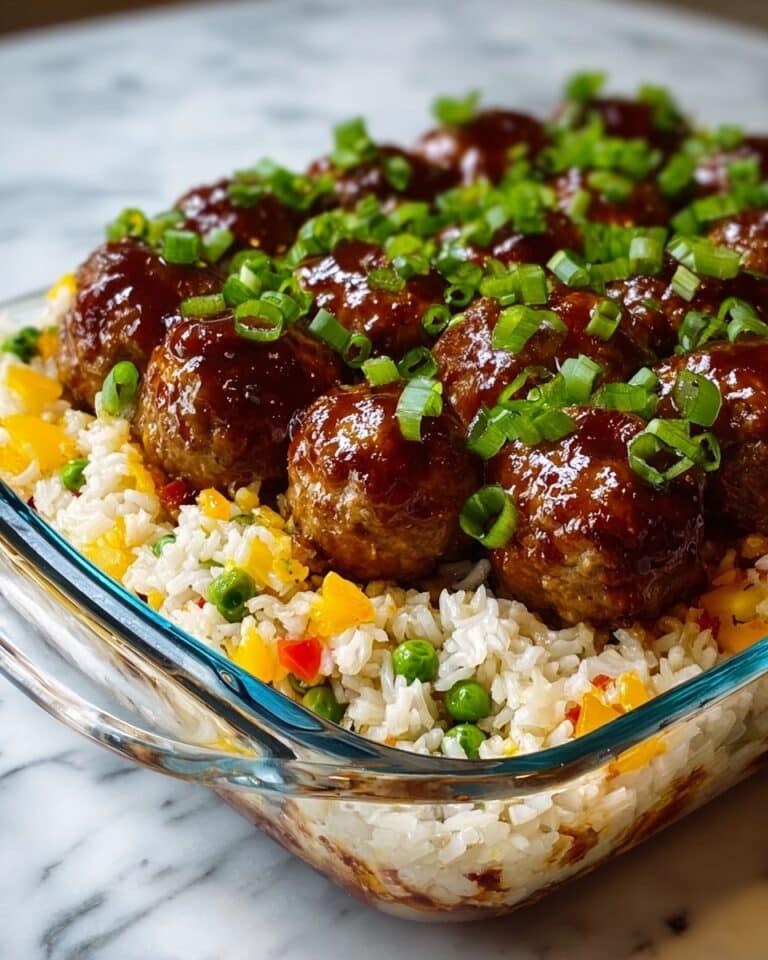 Honey Garlic Meatball Rice Bake Recipe