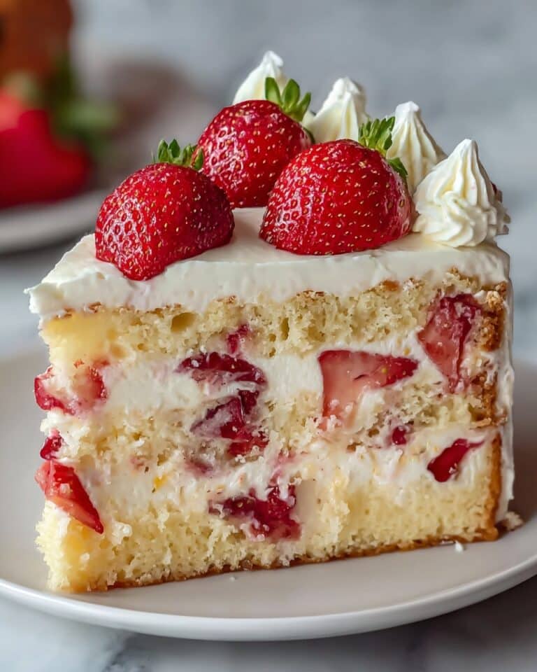 Strawberry Custard Delight Cake Recipe