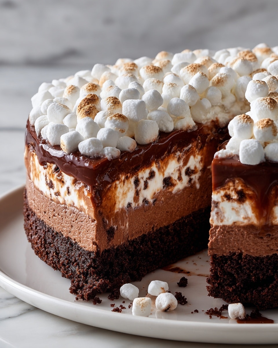 A square slice of chocolate lasagna is shown on a white plate with a silver spoon beside it. The dessert has four distinct layers: the bottom layer is dark brown and crumbly, resembling a chocolate crust; above it is a thick white creamy layer; the next layer is a smooth milk chocolate cream; the top layer is fluffy and white, covered evenly with scattered small dark chocolate chips. The background features a white marbled texture, with a blurred view of more chocolate lasagna in the distance. Photo taken with an iphone --ar 4:5 --v 7