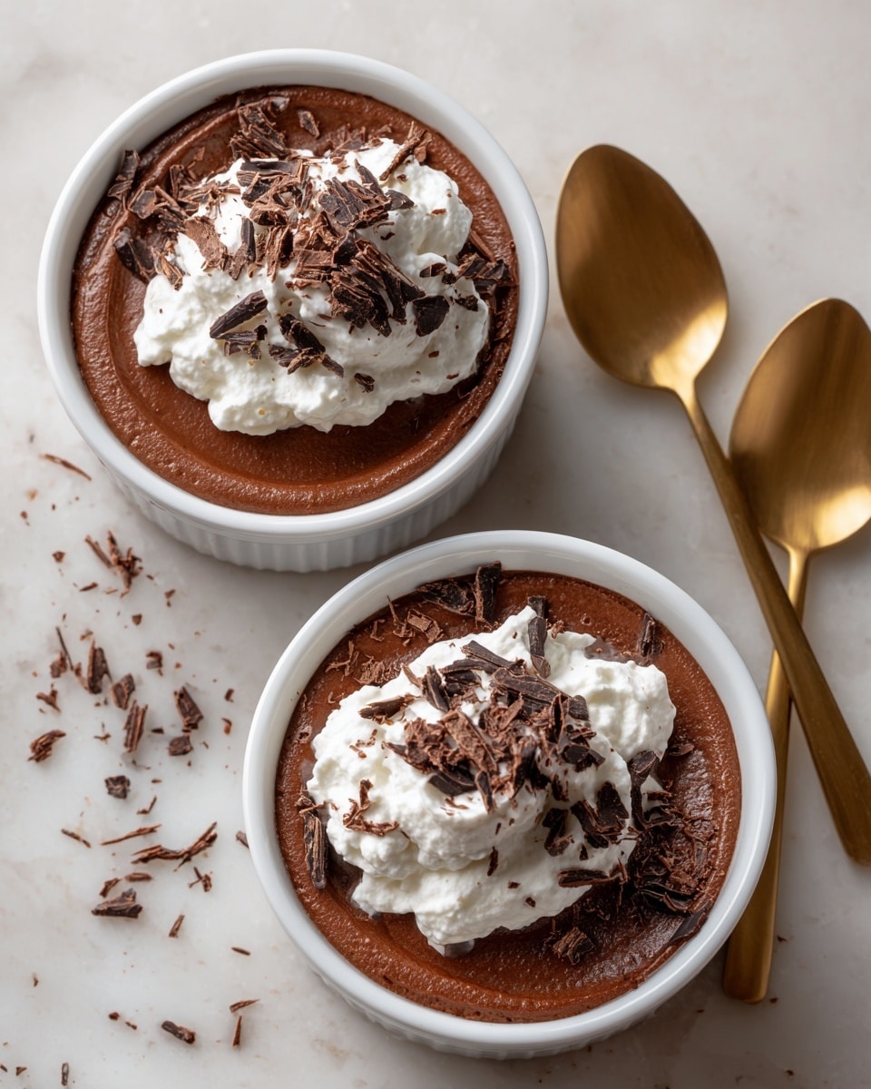 The image shows a close-up of a white bowl filled with chocolate mousse, with a thick, airy chocolate mousse layer that looks smooth and creamy, topped by a fluffy white whipped cream layer sprinkled with small chocolate shavings. A spoon holding a scoop of the chocolate mousse with whipped cream on top is lifted out of the bowl, and a woman's hand is holding the spoon’s handle. The bowl rests on a soft cloth with gray and white stripes, all set on a white marbled surface. photo taken with an iphone --ar 4:5 --v 7