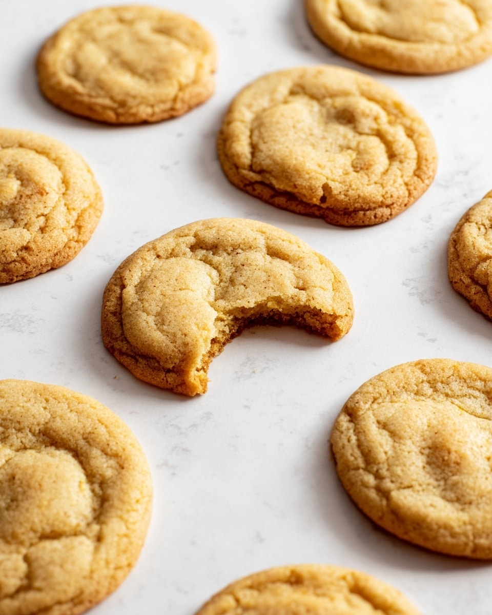 Seven round cookies with a light brown, slightly cracked, and soft texture are placed on a black wire cooling rack. The cookies are arranged in a scattered formation, with five larger cookies and two smaller ones, showing varied sizes. The cooling rack rests on a white marbled surface, and on the right side, there is a white cloth with a black grid pattern casually spread out, adding a cozy touch to the scene. photo taken with an iphone --ar 4:5 --v 7