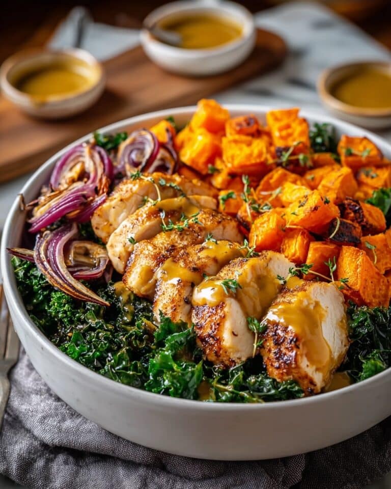 Maple Dijon Chicken & Roasted Sweet Potato Bowls Recipe
