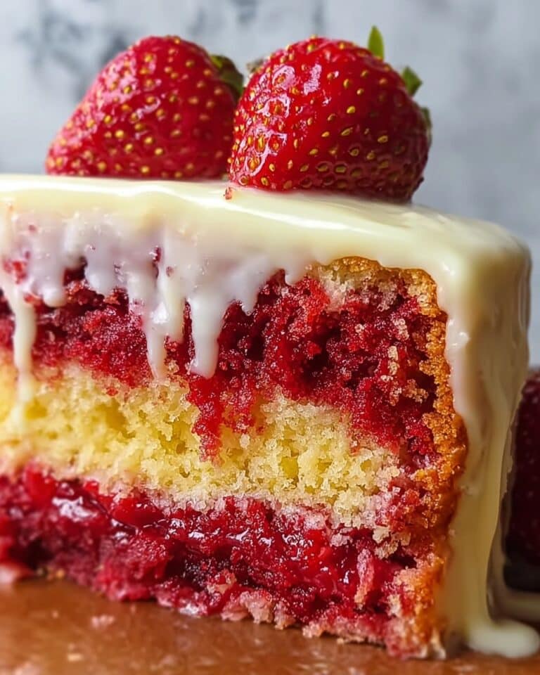 Strawberry Honeybun Cake with Strawberry Cream Icing Recipe