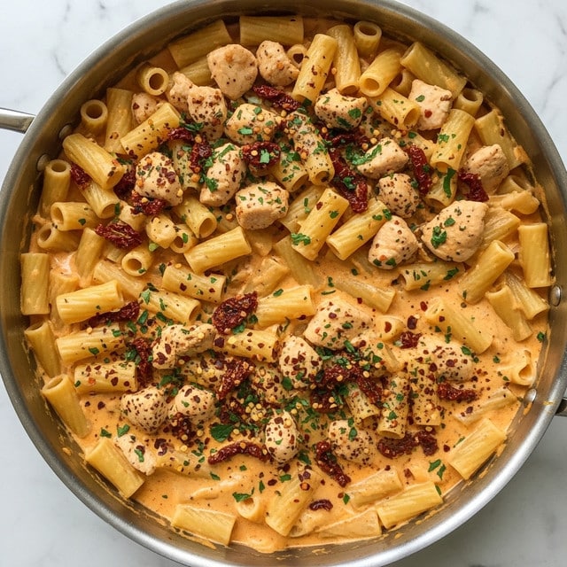 Sun-Dried Tomato Pasta with Chicken and Creamy Mozzarella Sauce Recipe
