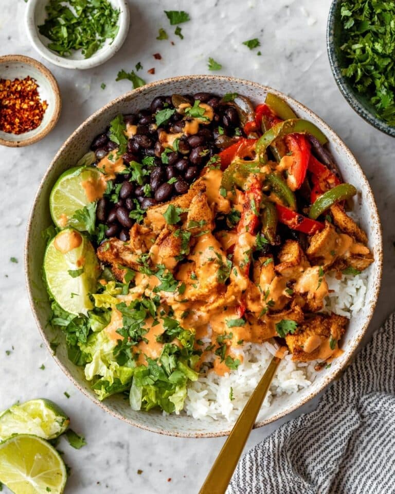 Chicken Fajita Bowl with Cilantro Lime Rice and Black Beans Recipe