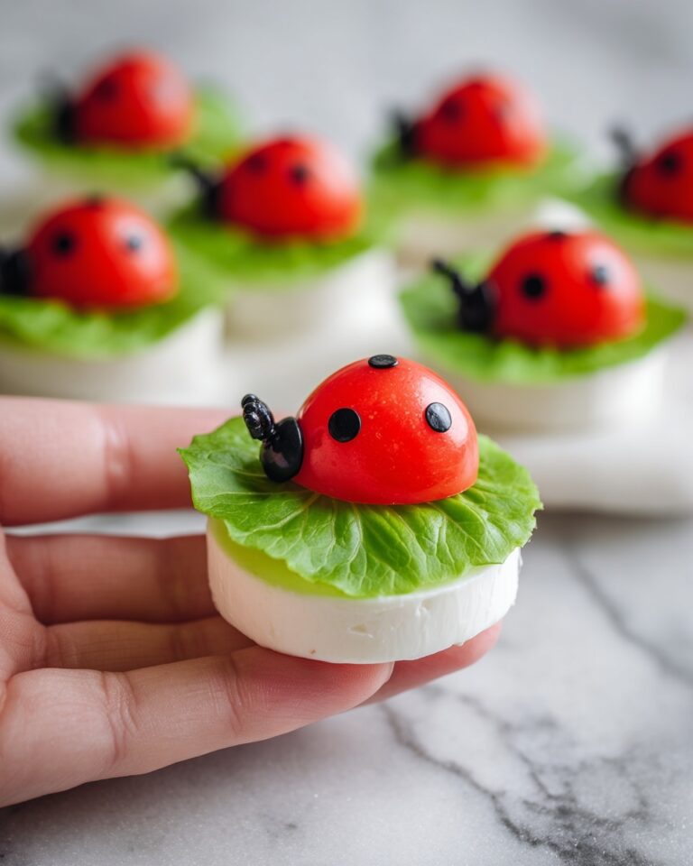 Caprese Ladybug Appetizer Tray with Tomatoes and Mozzarella Recipe