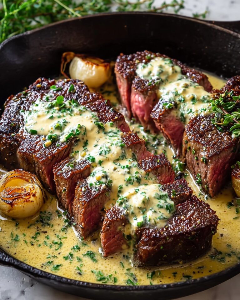 Garlic Butter Steak With Parmesan Cream Sauce Recipe