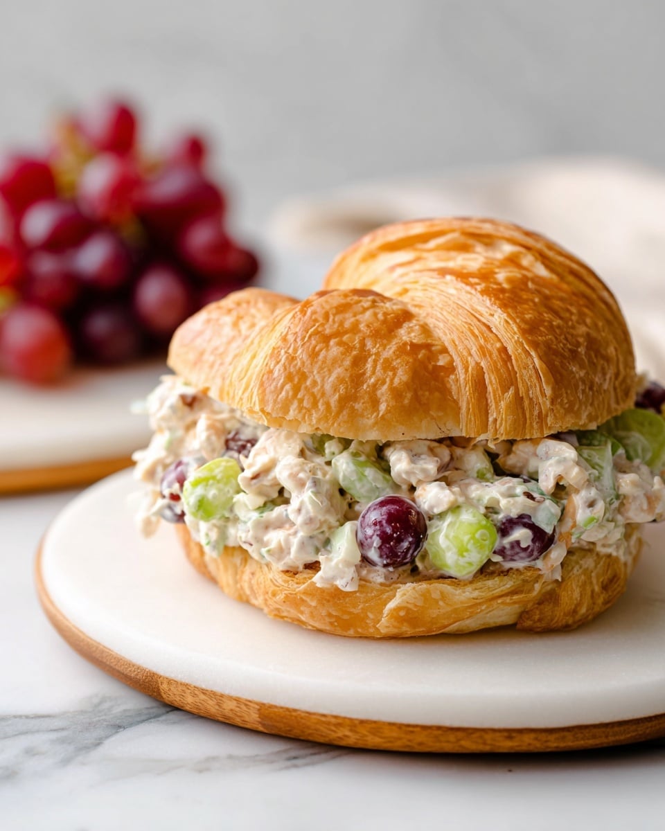 A clear glass bowl sits on a white marbled surface, filled with five different ingredients arranged in sections. At the bottom is a layer of light beige chopped nuts or grains with a crumbly texture. On top of this base, there is a dollop of thick, white creamy yogurt sprinkled with a little black pepper in the center. To the left, there is a pile of dark, wrinkled dried cranberries. Directly above the yogurt is a bright green layer of finely chopped celery pieces. On the right side, there are halved red grapes with a glossy surface showing their juicy, translucent insides. photo taken with an iphone --ar 4:5 --v 7