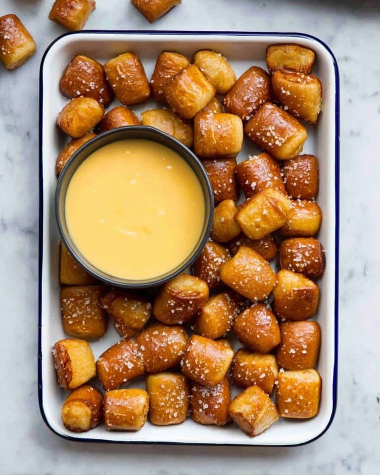 Homemade Soft Pretzel Bites with Cheddar Cheese Sauce Recipe
